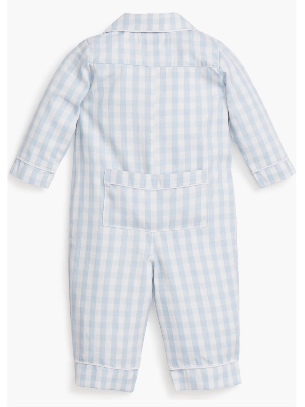 Petit Plume Blue Gingham Baby Pajama One-Piece - Picture 2 of 4